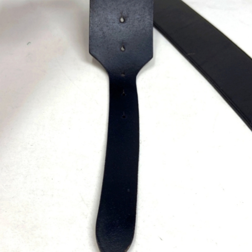 Ralph Lauren Black Leather Belt with Wide Gold Buckle Adorned With Celtic Crown. - Picture 7 of 13